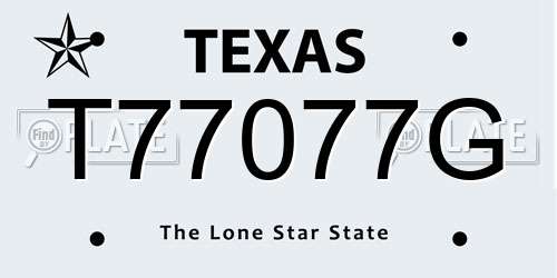 T77077G Texas License Plate