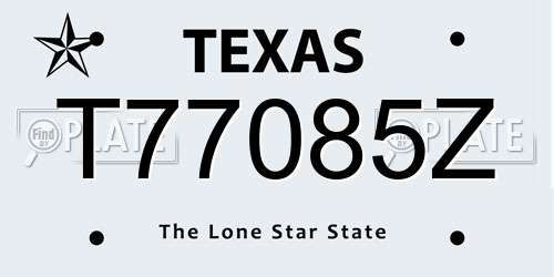 T77085Z Texas License Plate