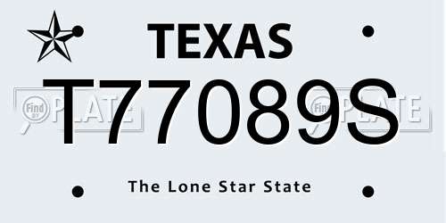 T77089S Texas License Plate