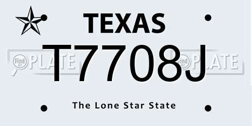 T7708J Texas License Plate