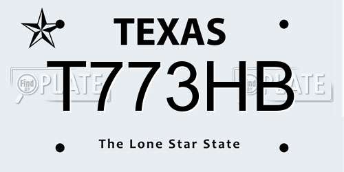 T773HB Texas License Plate