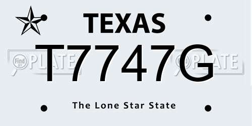 T7747G Texas License Plate