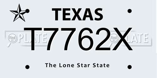 T7762X Texas License Plate