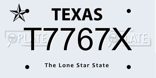 T7767X Texas License Plate