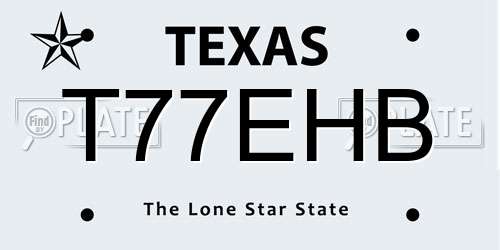 T77EHB Texas License Plate