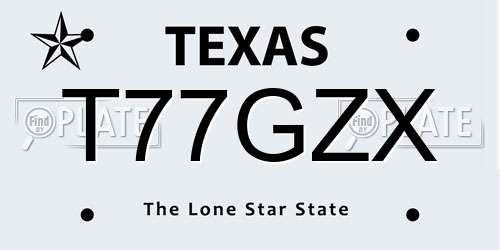 T77GZX Texas License Plate