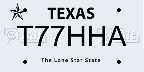 T77HHA Texas License Plate