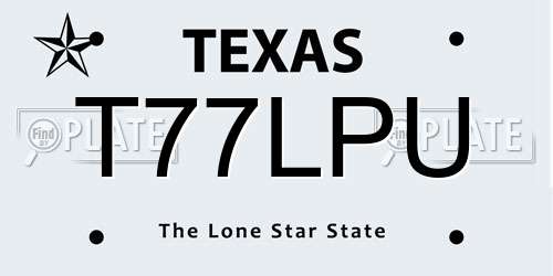 T77LPU Texas License Plate