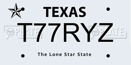 T77RYZ Texas License Plate