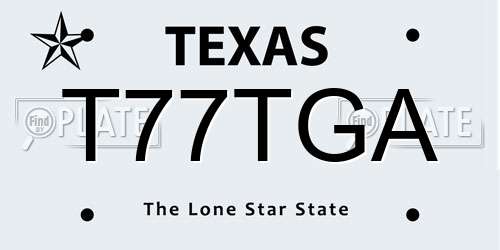 T77TGA Texas License Plate