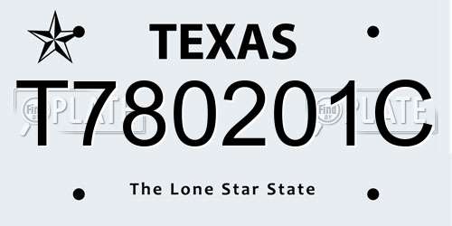 T780201C Texas License Plate