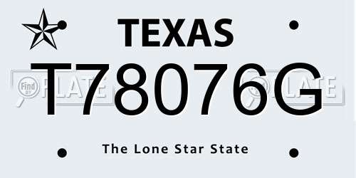 T78076G Texas License Plate