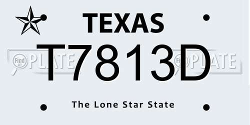 T7813D Texas License Plate