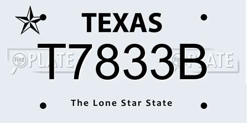 T7833B Texas License Plate