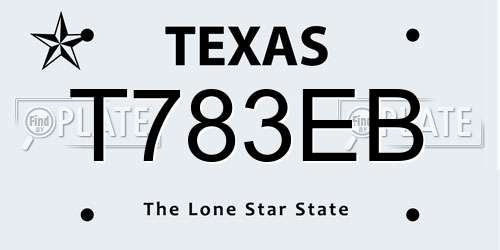 T783EB Texas License Plate