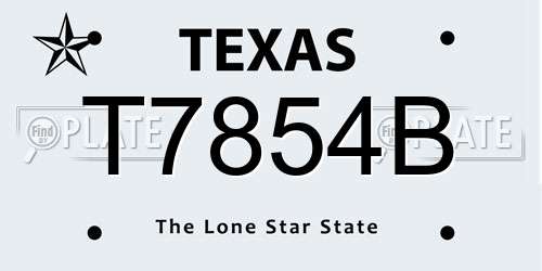 T7854B Texas License Plate