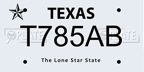 T785AB Texas License Plate