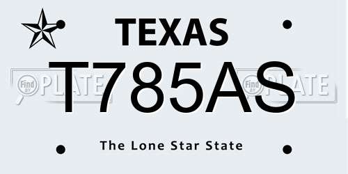 T785AS Texas License Plate