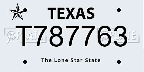 T787763 Texas License Plate
