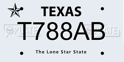 T788AB Texas License Plate