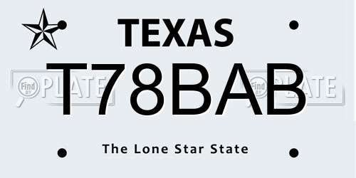 T78BAB Texas License Plate