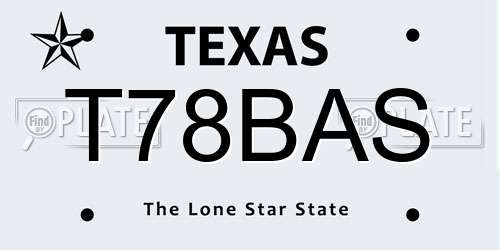 T78BAS Texas License Plate