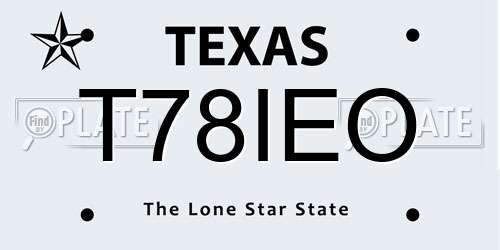 T78IEO Texas License Plate