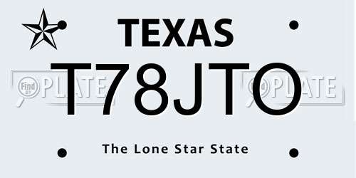T78JTO Texas License Plate