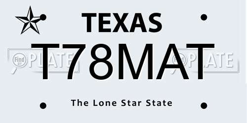 T78MAT Texas License Plate