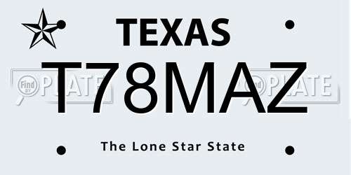 T78MAZ Texas License Plate