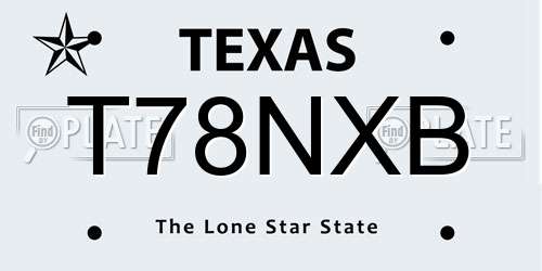 T78NXB Texas License Plate