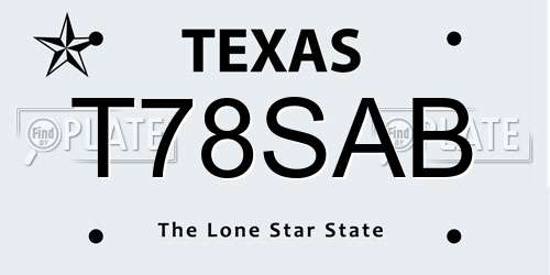 T78SAB Texas License Plate