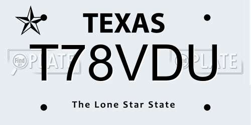 T78VDU Texas License Plate