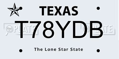 T78YDB Texas License Plate
