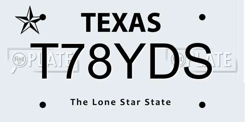 T78YDS Texas License Plate