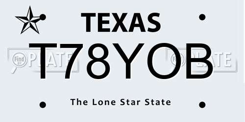 T78YOB Texas License Plate