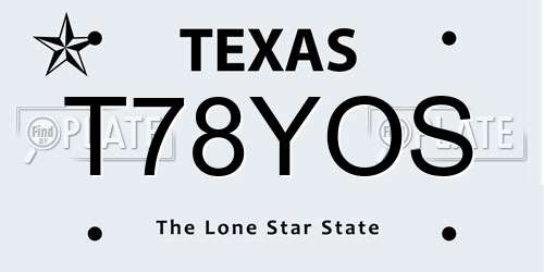 T78YOS Texas License Plate
