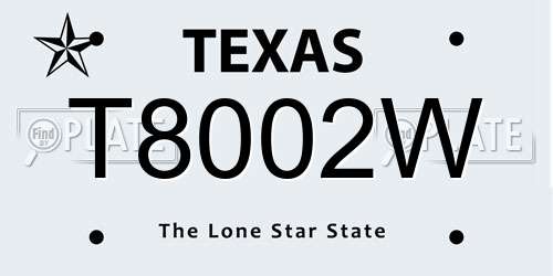 T8002W Texas License Plate