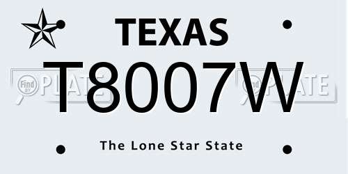 T8007W Texas License Plate