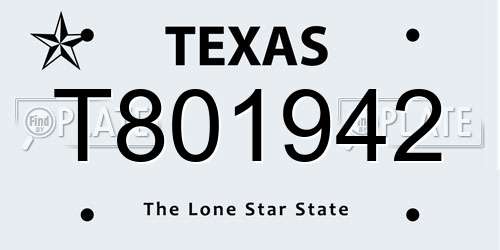 T801942 Texas License Plate