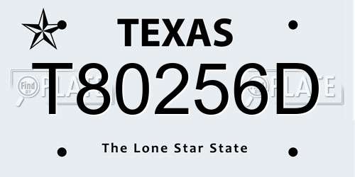 T80256D Texas License Plate