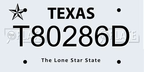 T80286D Texas License Plate