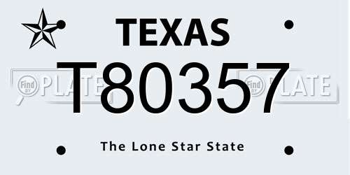 T80357 Texas License Plate
