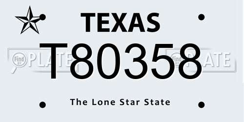 T80358 Texas License Plate
