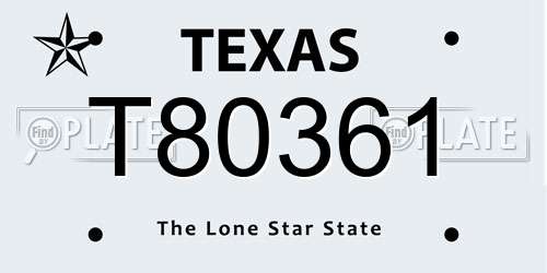 T80361 Texas License Plate