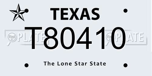 T80410 Texas License Plate