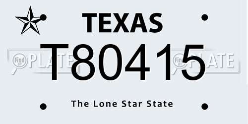 T80415 Texas License Plate