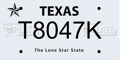 T8047K Texas License Plate