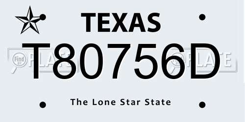 T80756D Texas License Plate