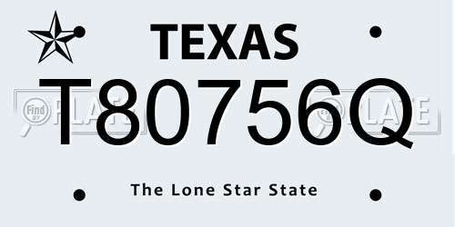 T80756Q Texas License Plate